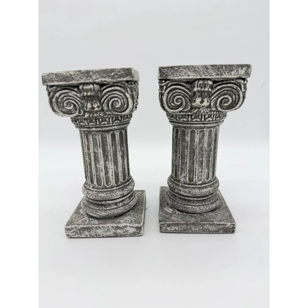 House Parts USA Solid Concrete Roman Pillar Mini Statue Pedestal 8” H